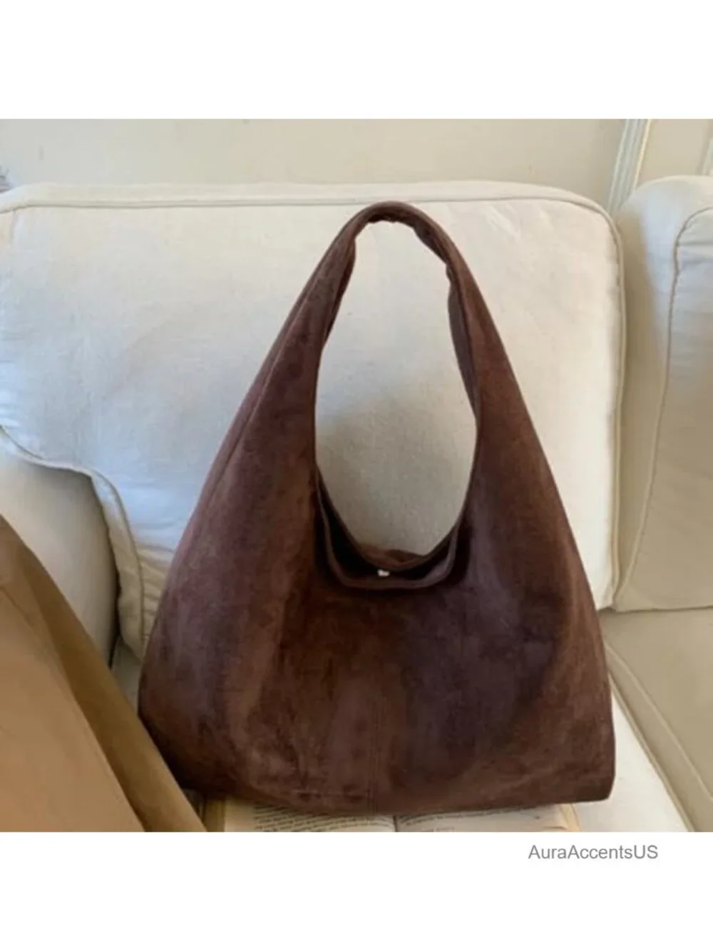 Slouchy Suede Crescent Hobo Bag Women Trendy Dumpling Underarm Purse